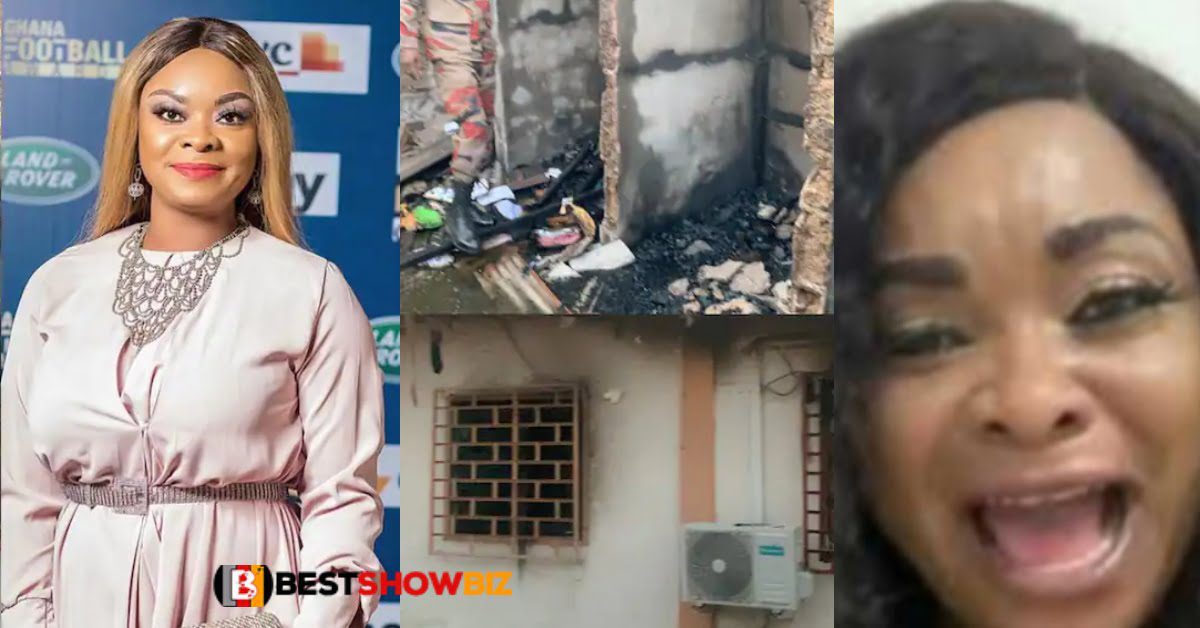 Videos: Actress Beverly Afaglo uncontrollably cries as her house burns to ashes