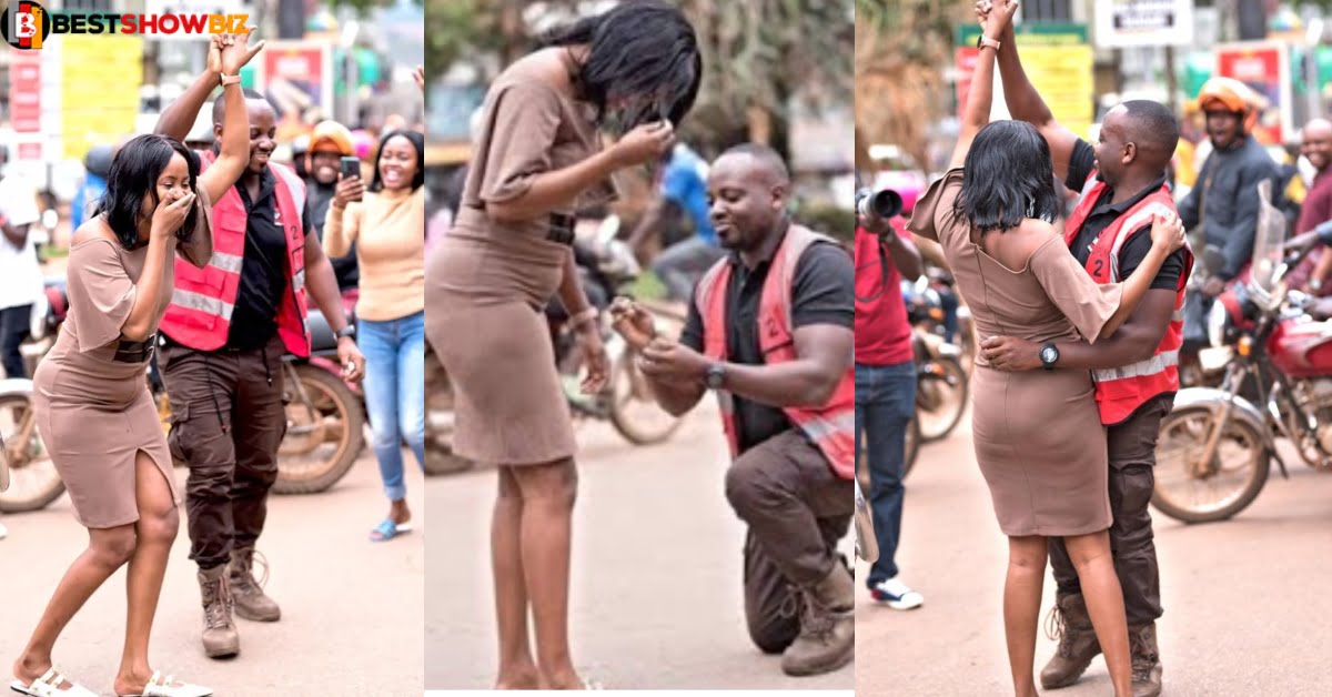 Man blocks traffic on a busy road just to propose to his girlfriend (video)