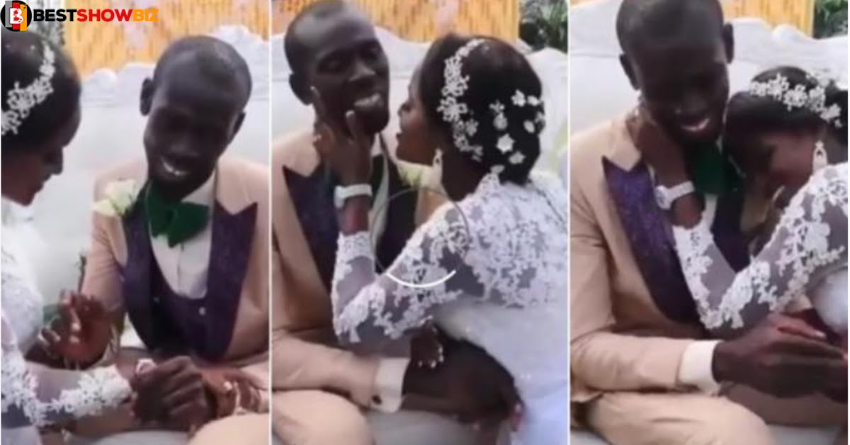 Watch Moment shy groom refused to k!ss his new wife in public despite all efforts.