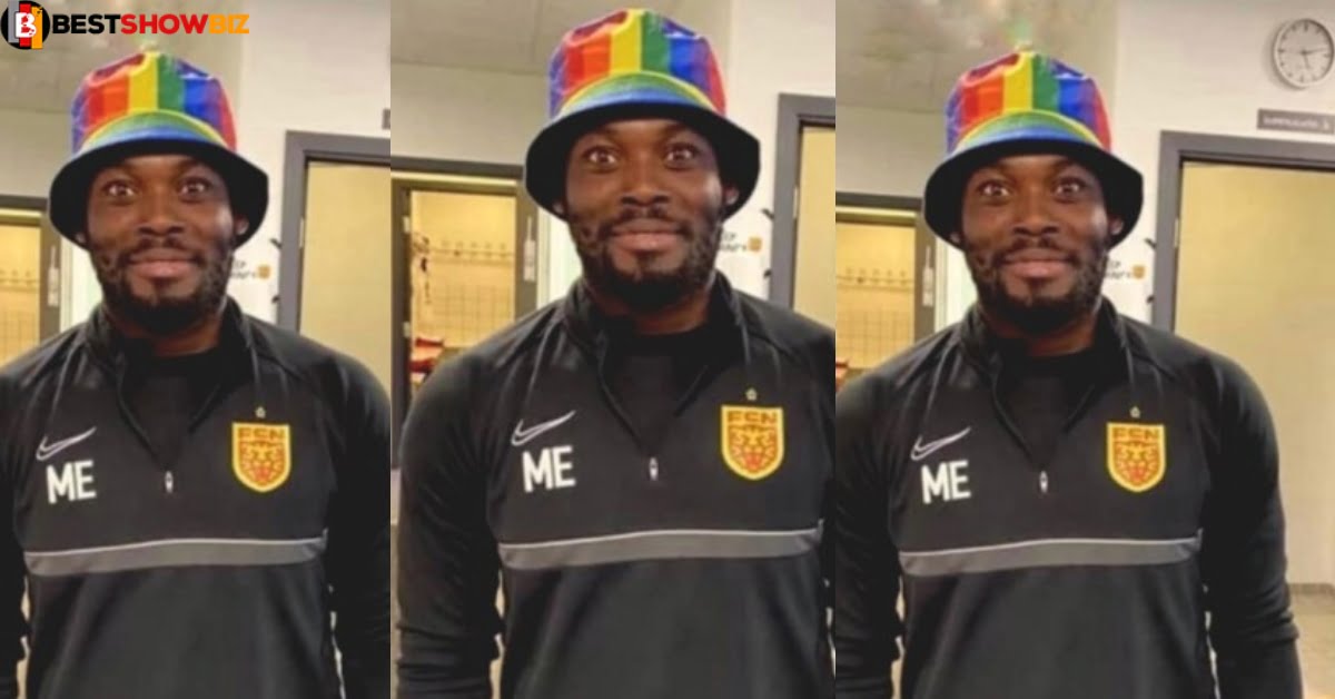 Michael Essien openly supports LGBTQ again as he rocks rainbow hat (photo)