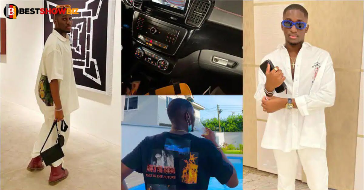 Despite's son, Saahene flaunts his expensive car in new photos