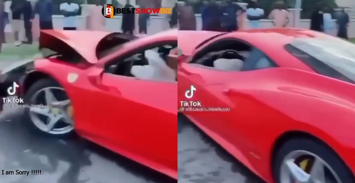 Man in trouble after he crushes the ferarri he rented to impress a girl (video)