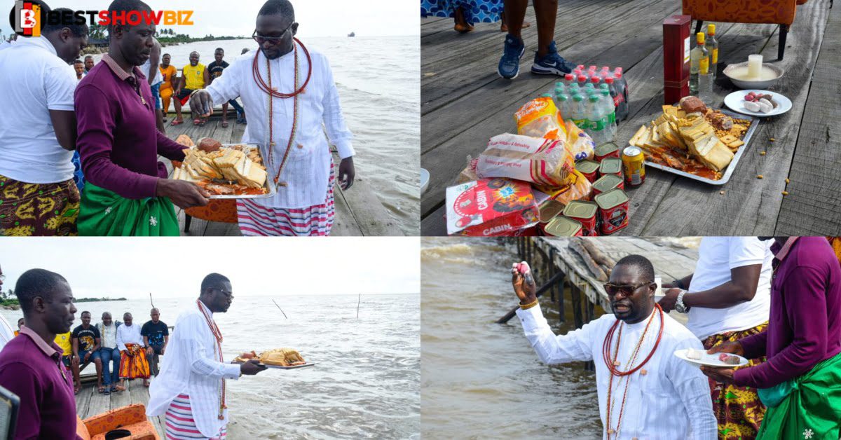 Nigerian Billionaire spotted doing rituals by a riverside in the village (photos)