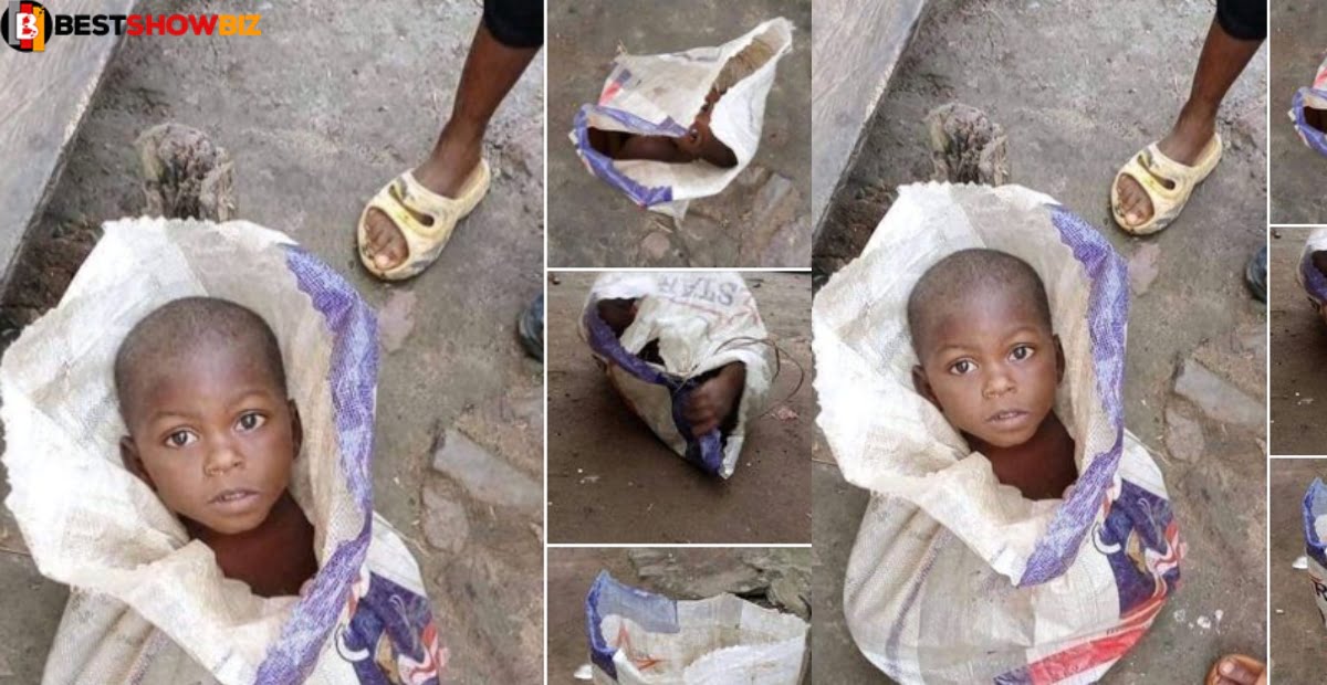 Father caught with his 3 years old son in a sack, he claims he was going to sell the boy. (photos)