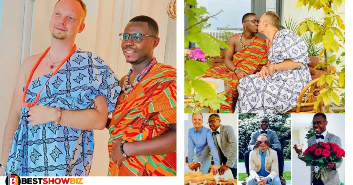 Another Ghanaian G@y man gets married to his white husband in a colorful ceremony (photos)