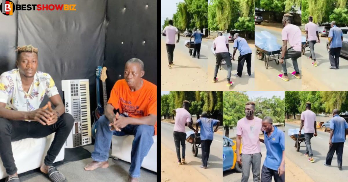 Keche Joshua gives financial support to the elderly man he met pushing wheelbarrow on the streets (video)