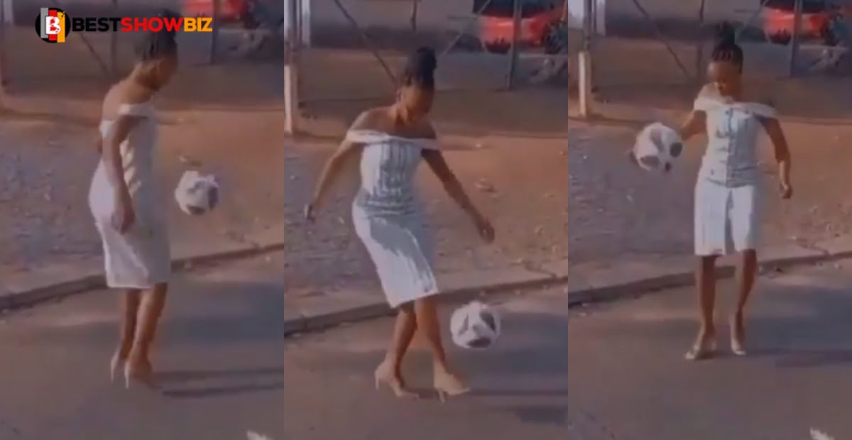 OMG!: Lady displays her football skills in high heels - Video