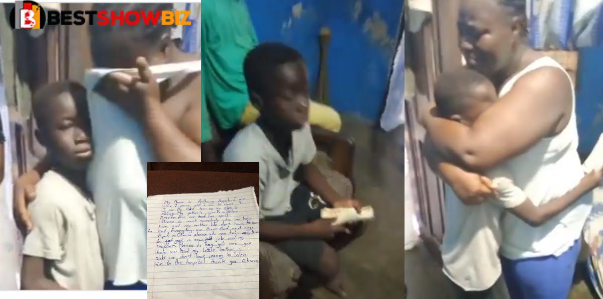 Mother cries as her son writes a letter on social media to raise Ghs 900 for her due to her poor condition.