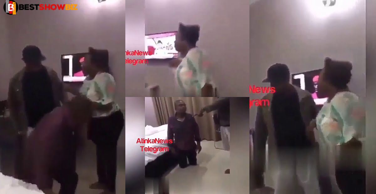 Yawa: Man catches wife in hotel room cheating with another man (video)