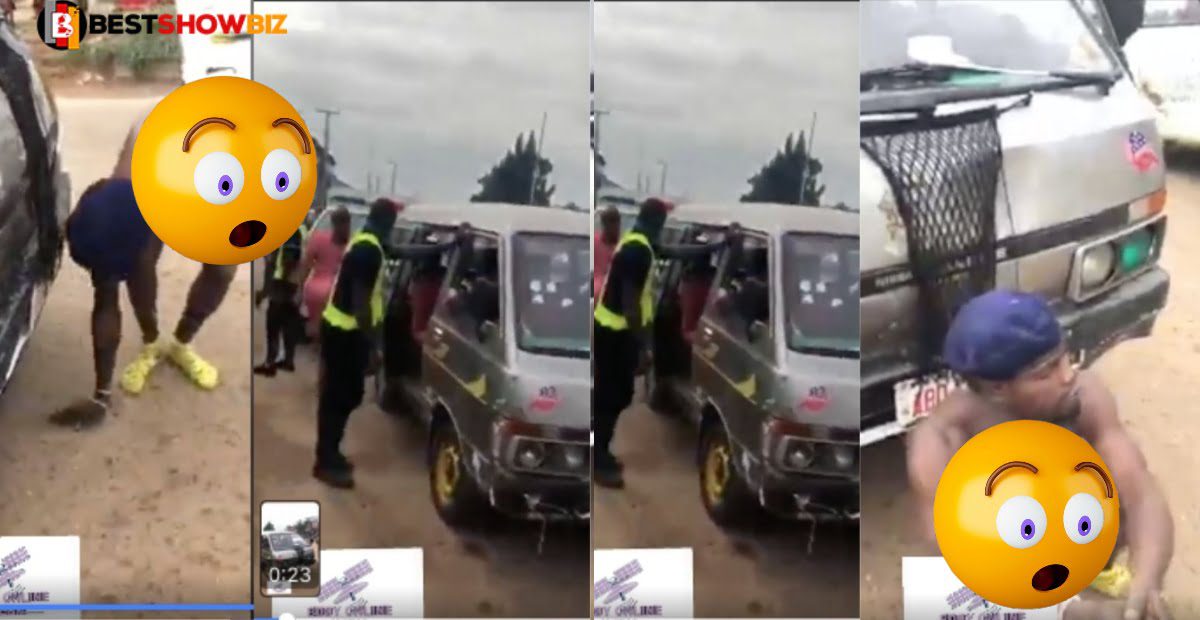Watch the moment Trotro driver dɛfecates and sprays officers with sh!t to avoid arrest - Video