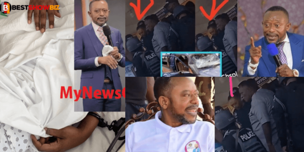 Photos of Owusu Bempah being rushed to the police hospital with handcuffed drops