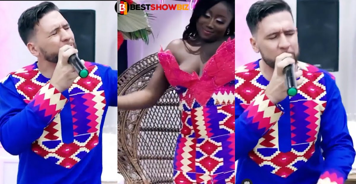 Watch video as White Groom sings Kwesi Arthur's ‘Don’t Keep Me Waiting’ to Ghanaian Wife on wedding day