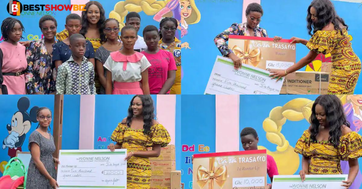 Videos: Yvonne Nelson gives GHC40k to 3 best students who won her Essay Competition