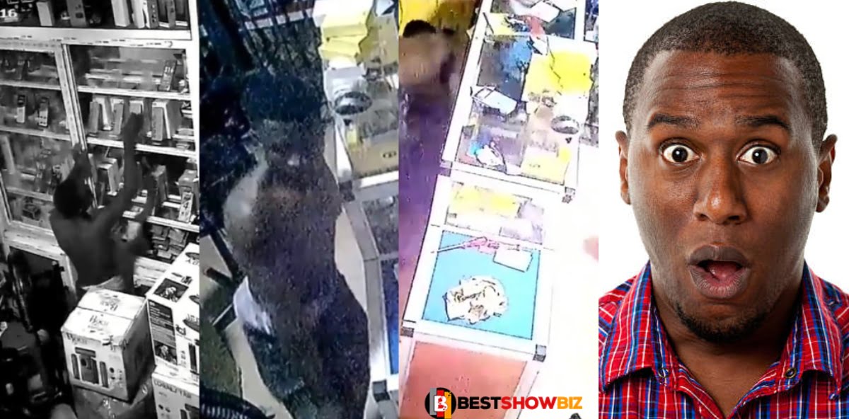 Moment CCTV Captures Man Stealing GHC1.5 Billion And Smart Phones