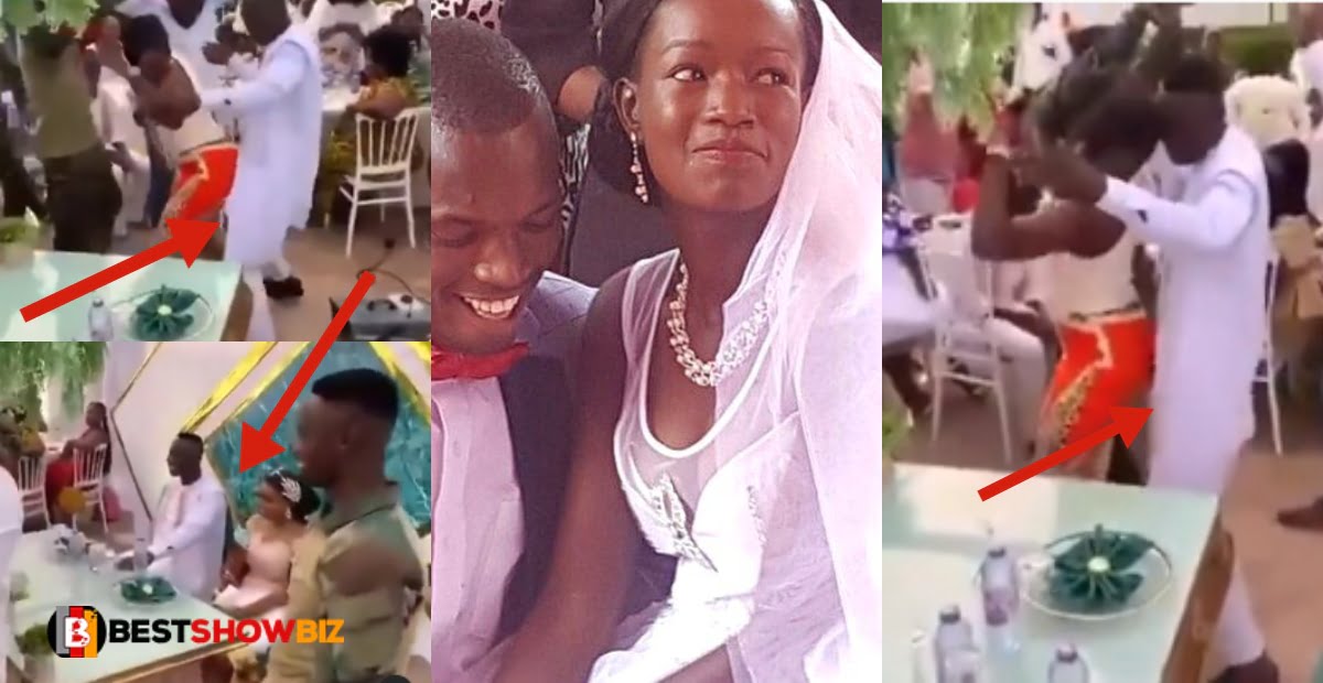 See how a Groom Disgraced his bride as he grind one of her bridesmaids in her presence (video)
