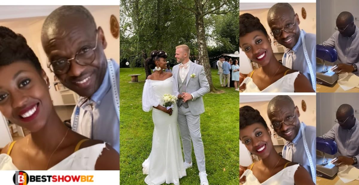 See Beautiful photos of a bride as she wears wedding gown her father made for her