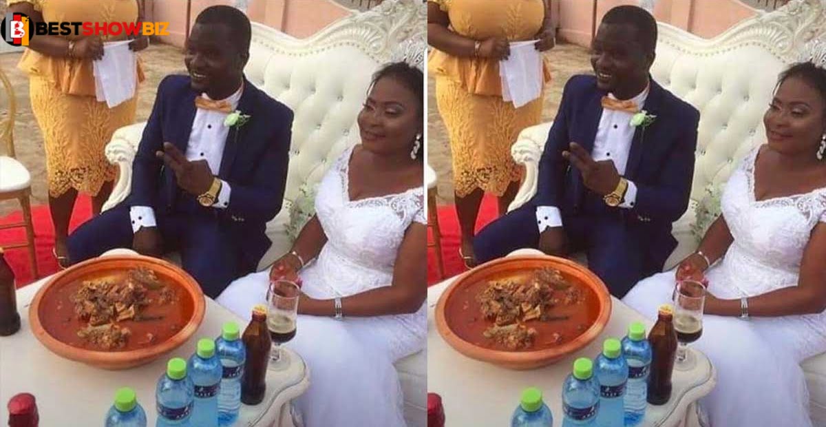 Photos: Couple breaks records as they enjoy fufu in 'asanka' at their wedding reception
