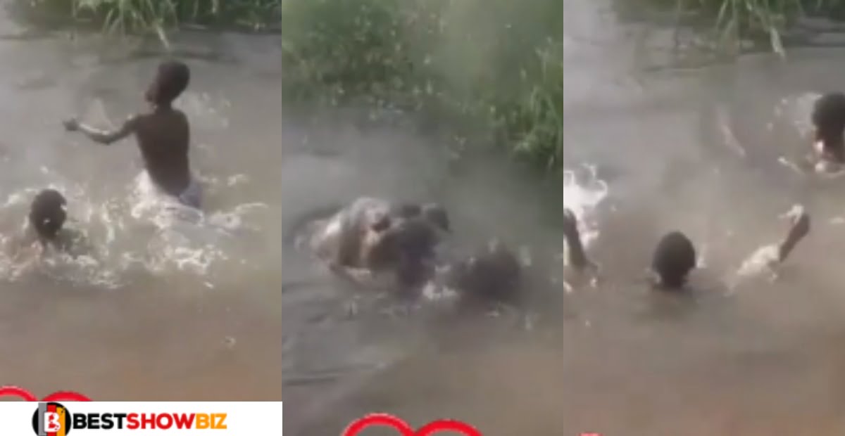 VIDEO: Hippopotamus appears to have swallowed a little kid whiles he was swimming with friends