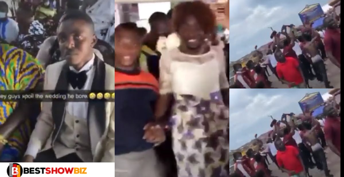 VIDEO: Groom angry with his KNUST Hall mates after they scattered his wedding with the Conti Tradition