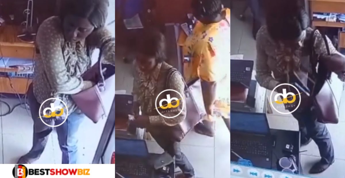 See CCTV footage of how a Beautiful Lady was caught stealing a Phone at a Printing Press (VIDEO)