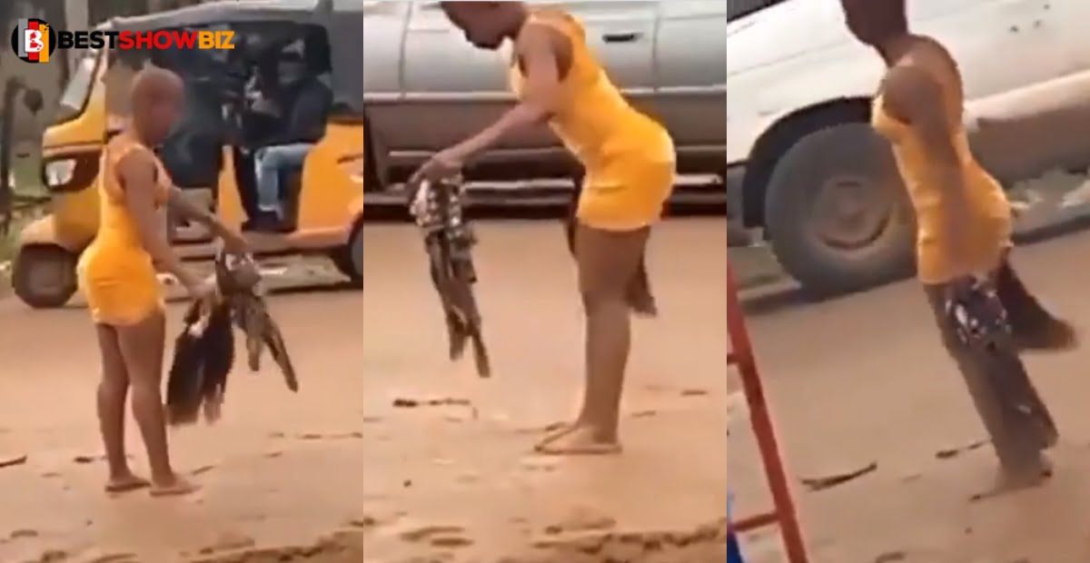 See how a beautiful Lady went Mᾷd After stepping out of an expensive car (video).