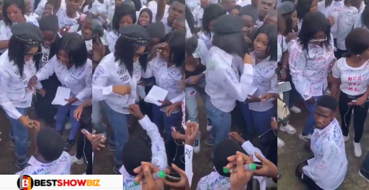 lady embarrasses her boyfriend in public after she took the ring he proposed with and threw it away (video)