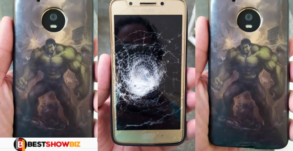 Lucky Man Managed to escape Death After his Phone Blocked bullet shot at him -Photos