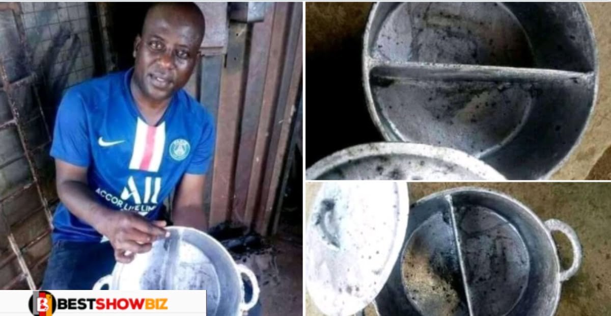 Because of the high cost of gas, a man builds a 2-in-1 pot that can cook two dishes at the same time.