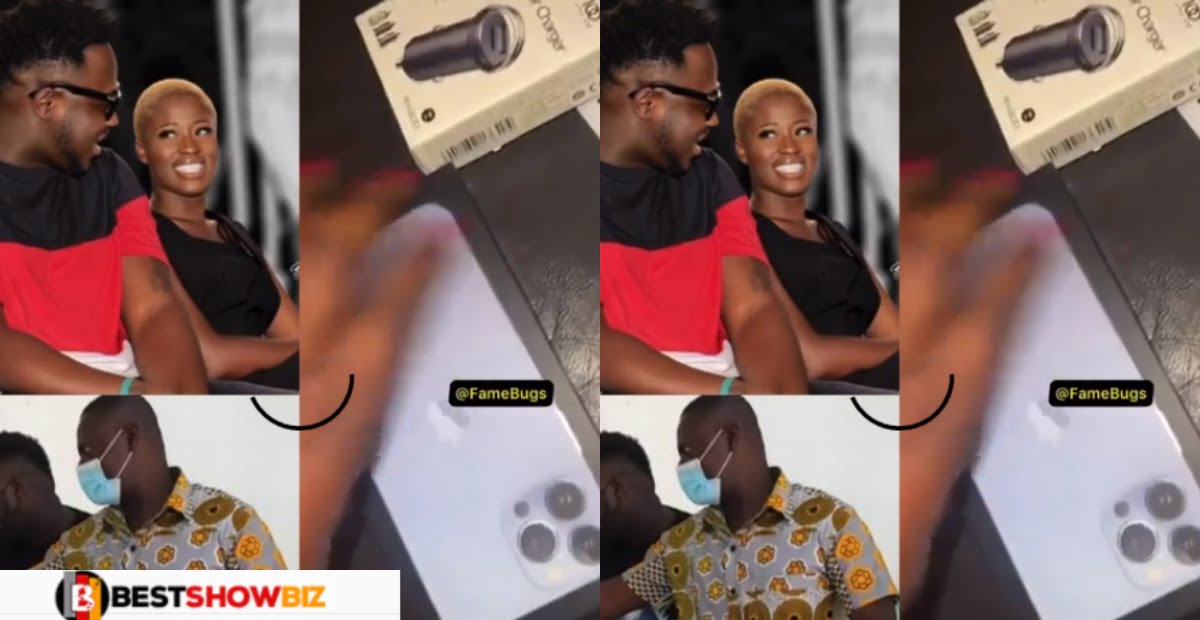 Fella Makafui Surprises Her Husband, Medikal With A New iPhone 13 For Enduring Jail (Video)