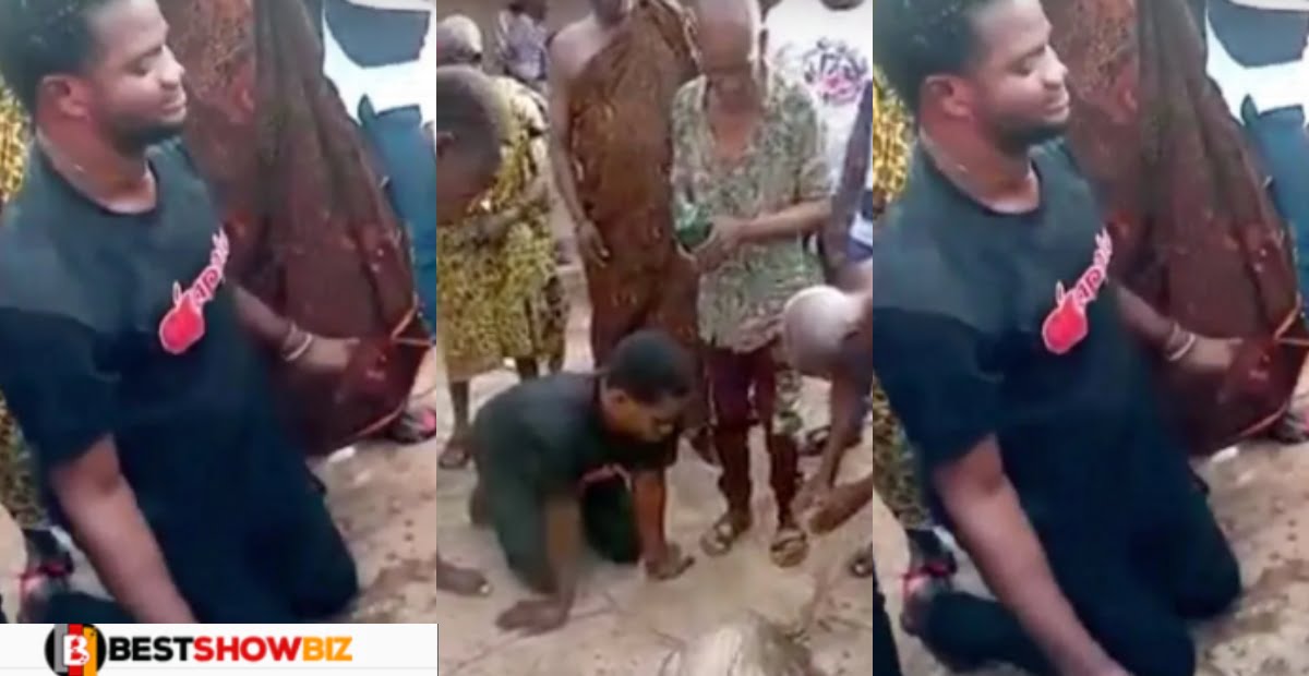Gἆy Man apprehended In Nkoranza Made To Sacrifice 24 Sheep plus Schnapps to the gods