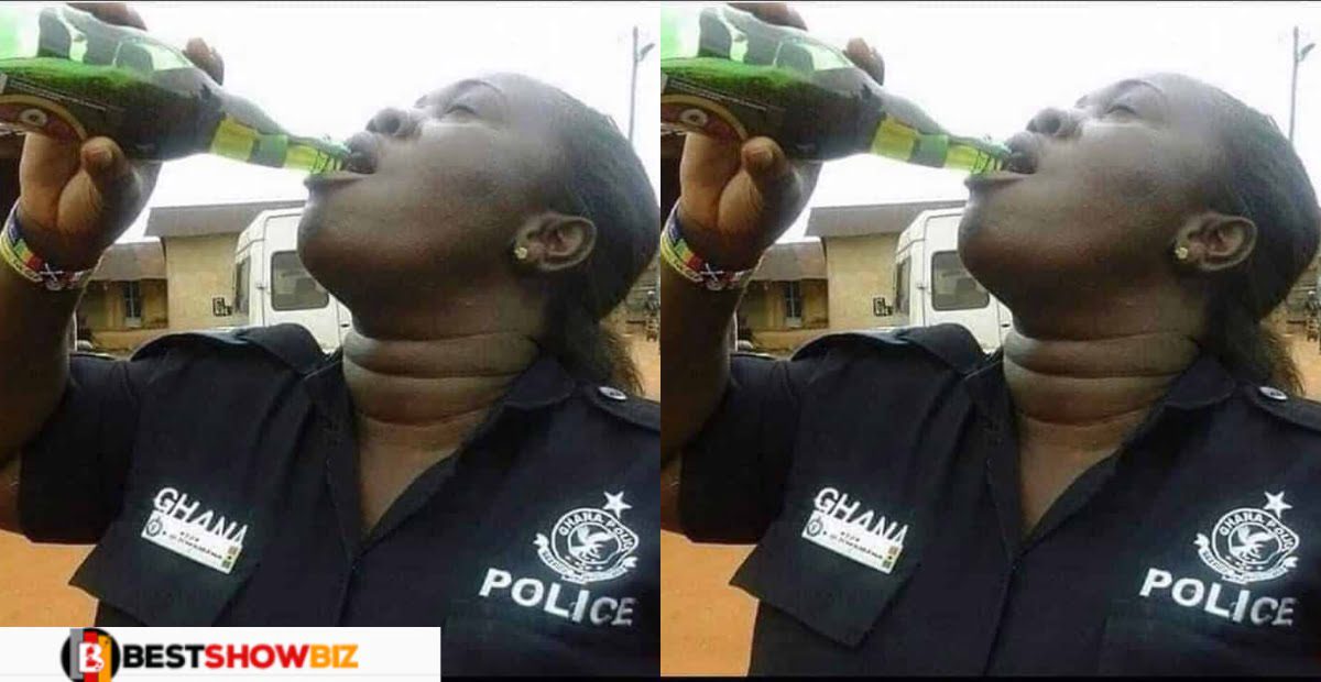 Photos: Netizens call for the arrest of policewoman caught drinking beer while on duty