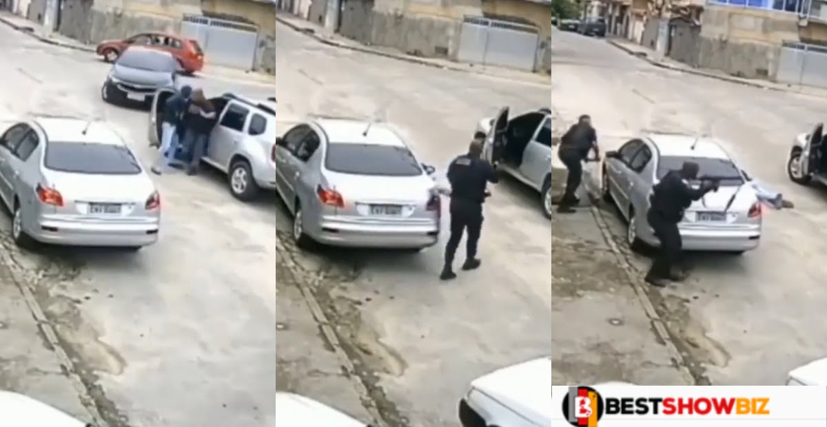 Good work by the police: See how police arrested a car thief after he failed to drive away with the car (video)