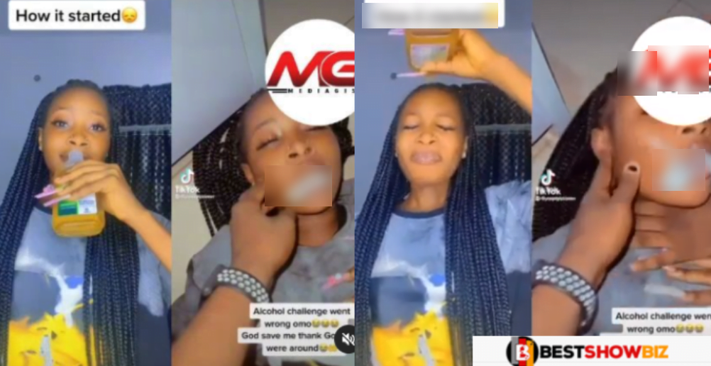Just for Social Media likes; See how this lady almost lost her life drinking dettol in a tiktok video