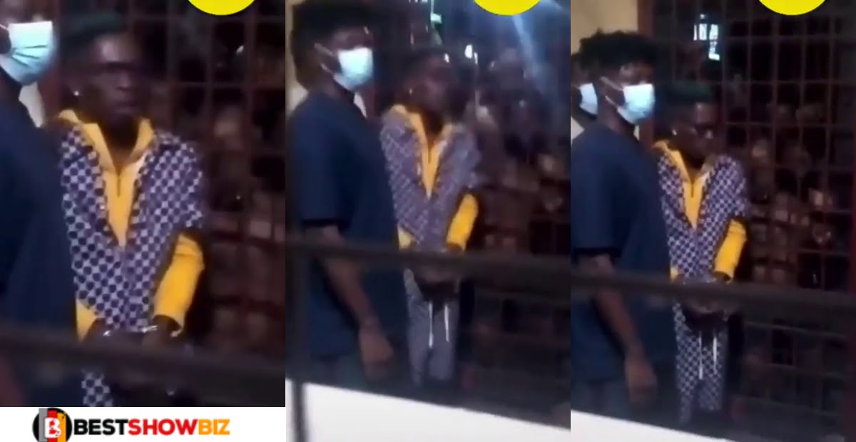 Sad video of shatta wale shivering with fear as prison inmates shout his name when he was jailed (video)