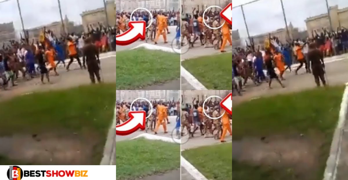 Watch the moment Prisoners in Ankaful hailed Shatta Wale when he arrived - Video