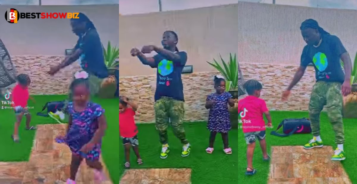 Video of stonebwoy dancing with his kids warms hearts on social media