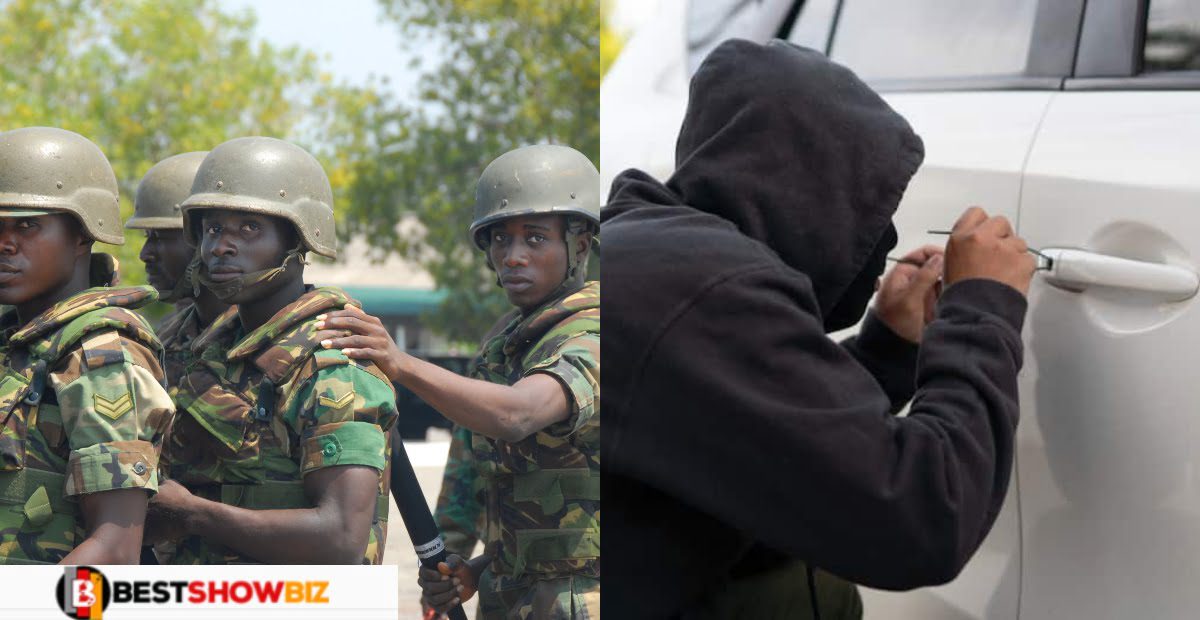 Thief gets the bệἇtings of his life after snatching the car of a soldier in Eastern Region
