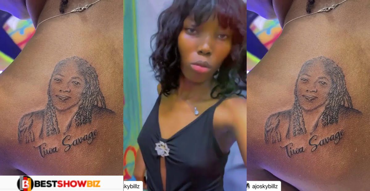 Video: Tiwa Savage reacts to lady who tattooed her image on the body