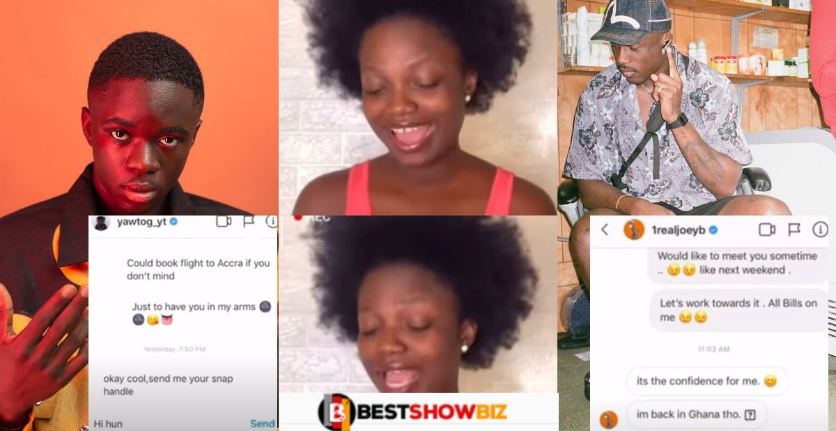 Lady leaks chats between herself, Joey B and Yaw Tog when she offered herself to them for free (video)