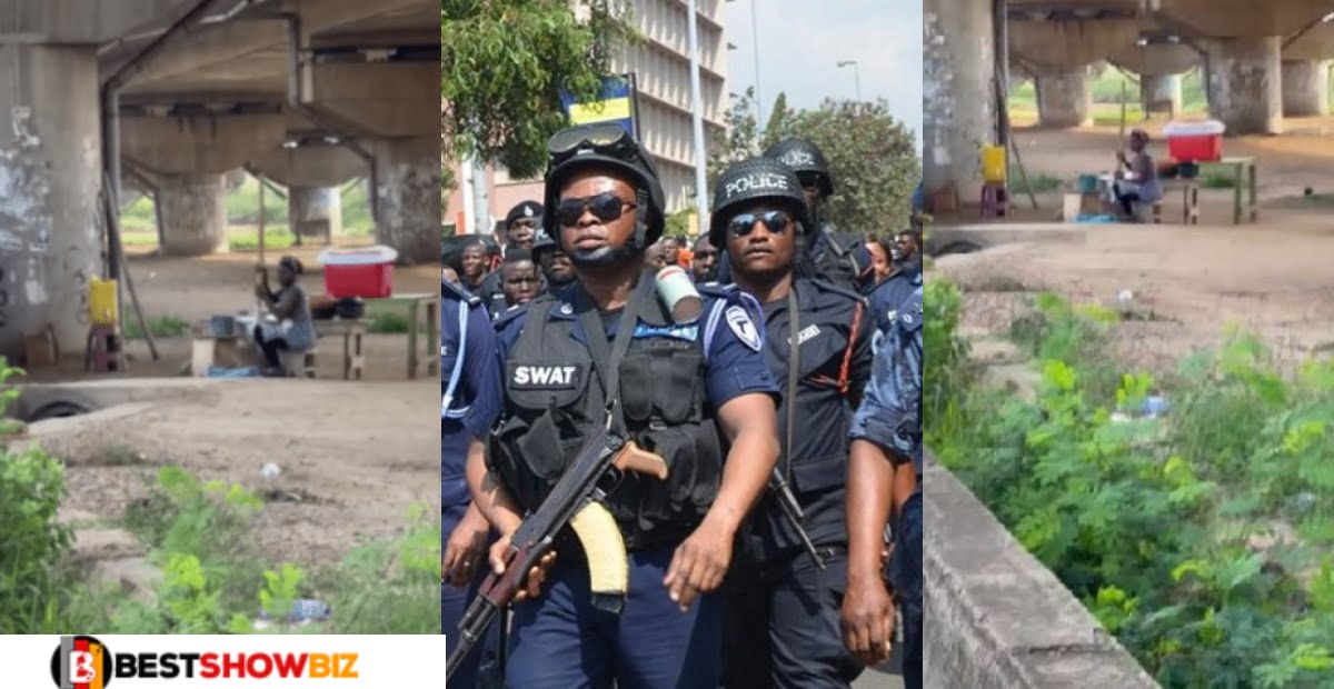 VIDEO: Police arrest two ladies for pounding fufu under Mallam Junction Overpass