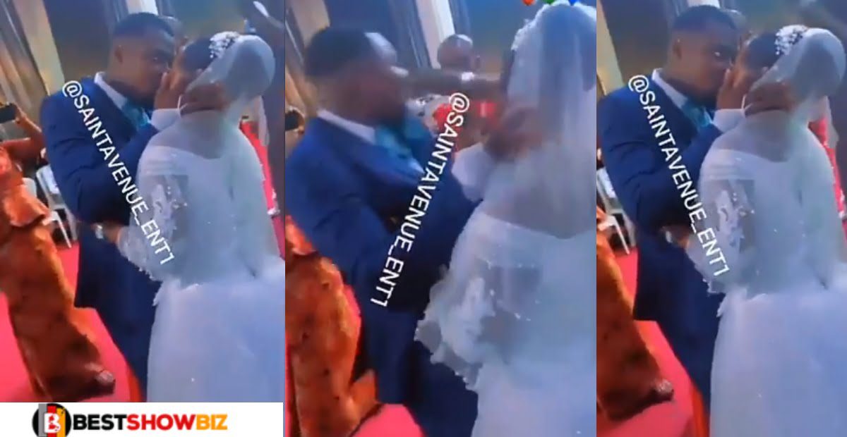 Video: Pastor sl@ps groom for ‘over’ kissing his bride in church