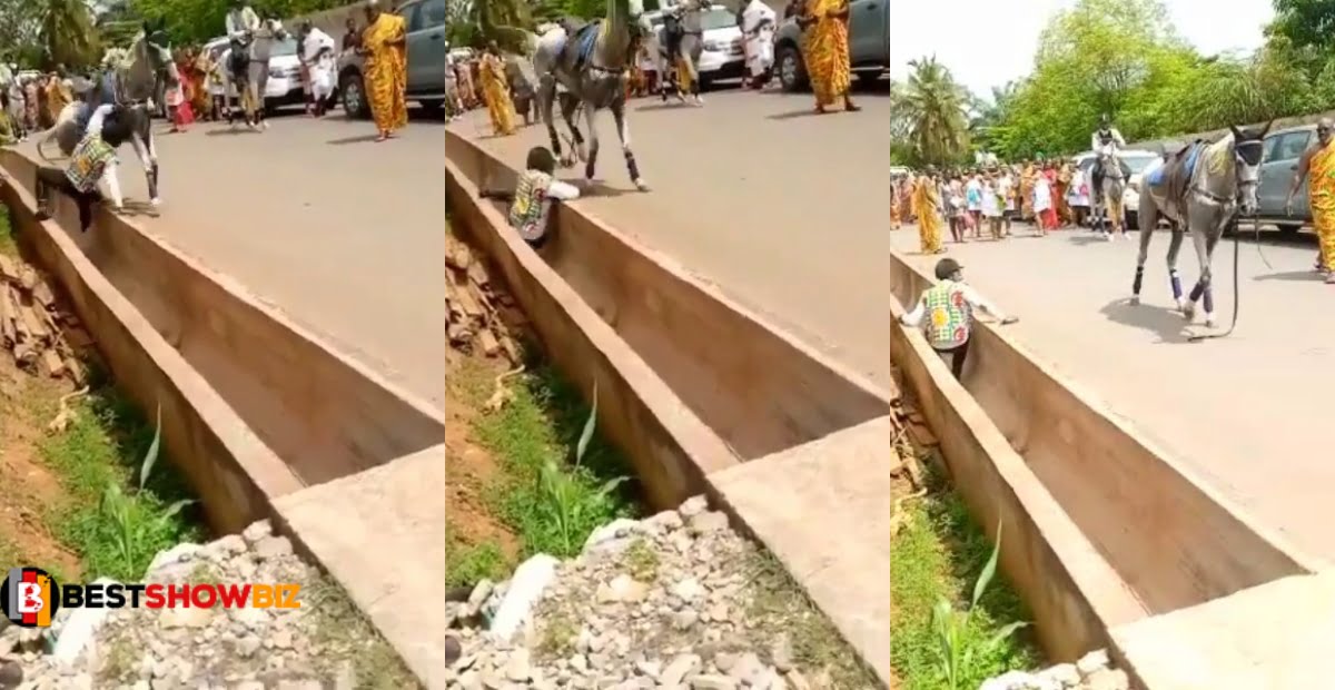 Adinkra Pie Wedding: Watch the moment horse dumped one man into the gutter