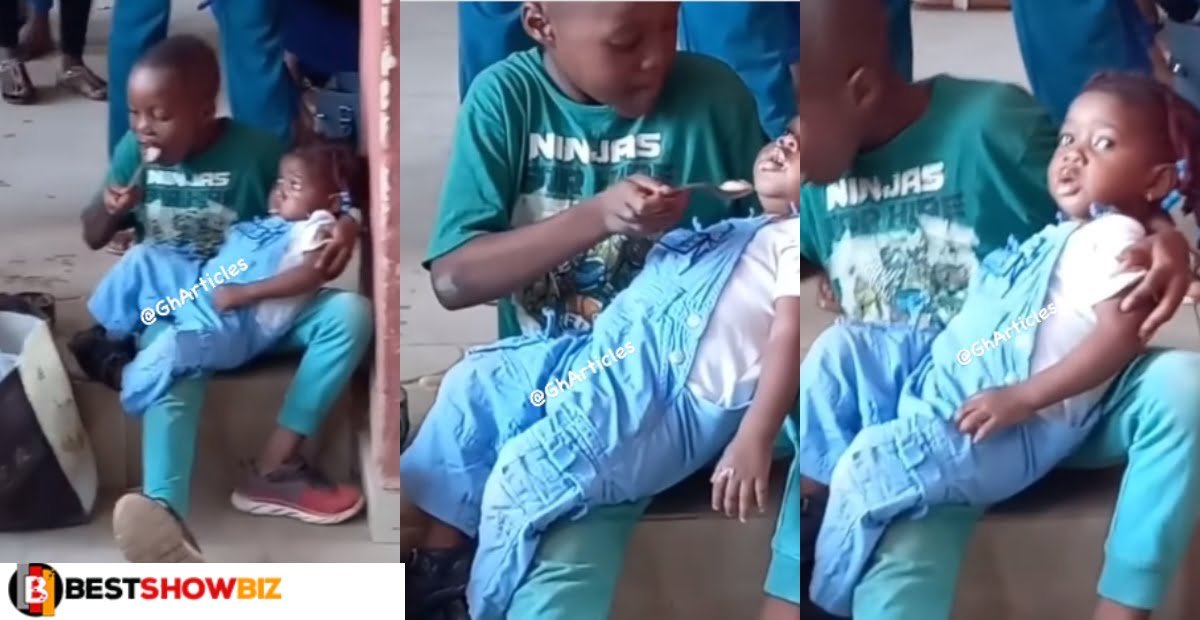 'This is not right" Nurse speaks against video of a young boy feeding his little sister while his mother writes an exam
