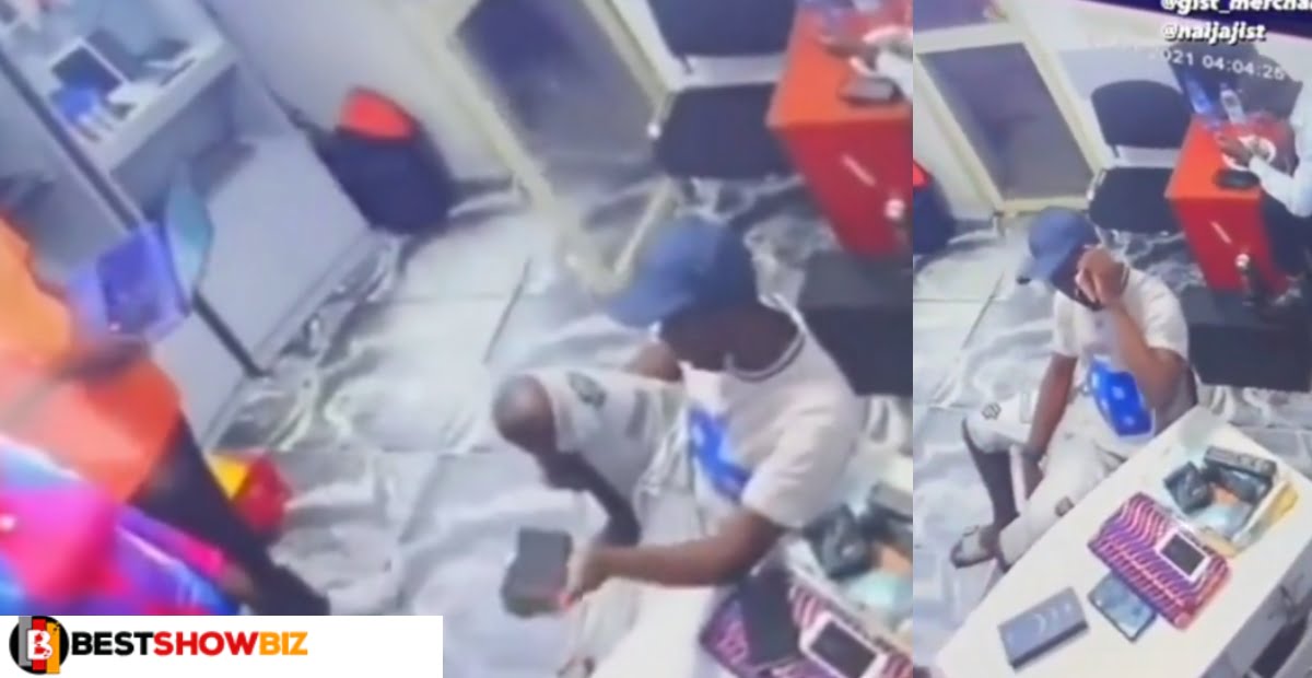 Professional stealing: See how a Man was Caught On CCTV Stealing An iPhone (video)