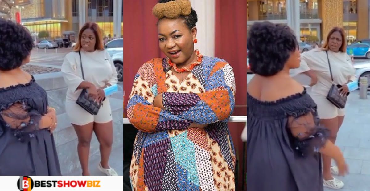 Tracey Boakye catches Christiana Awuni on the streets of Dubai Looking for a Rich Alhaji Boyfriend (video)