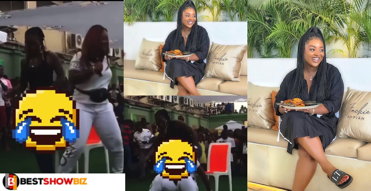Watch the embarrassing moment Jackie Appiah fell flat on the ground in public (video)