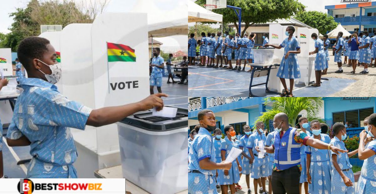 Electoral Commission of Ghana supervise the School prefect elections of a Avemaria JHS (See photos)