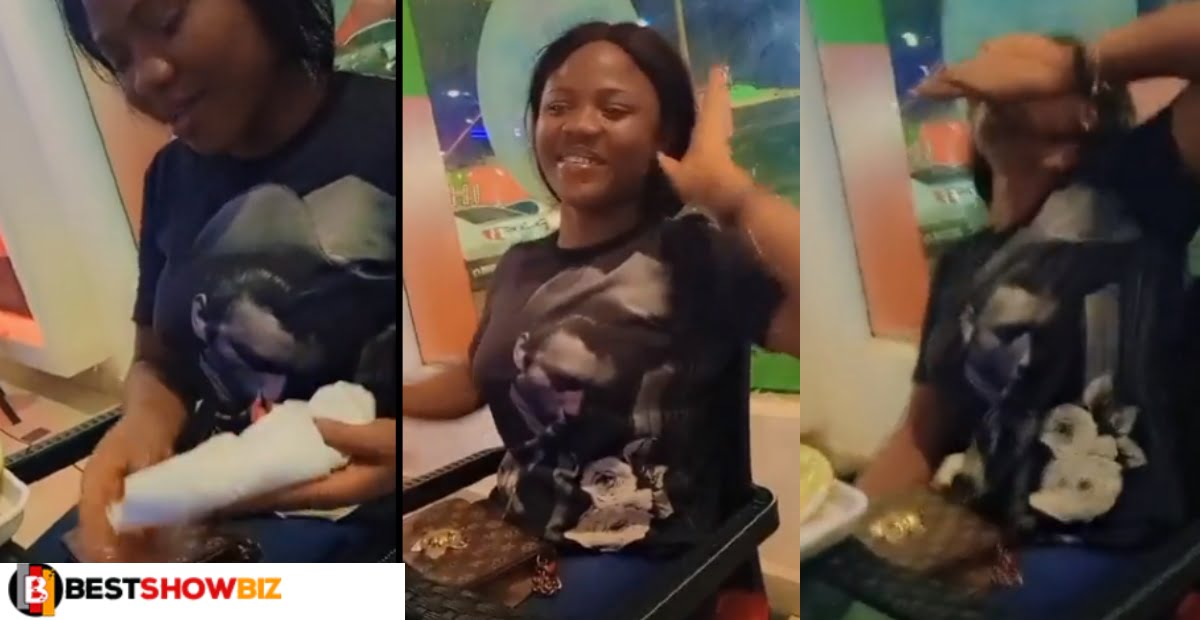 Beautiful lady smuggles chicken out of an expensive hotel (video)