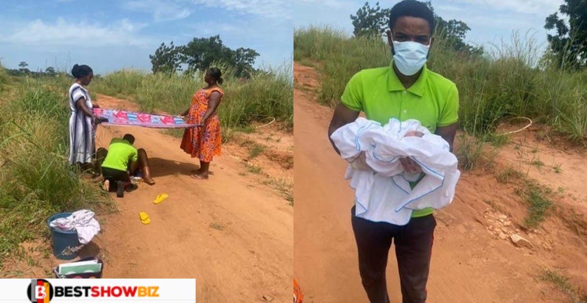 Photos: Male Community Nurse delivers pregnant woman in the middle of the road