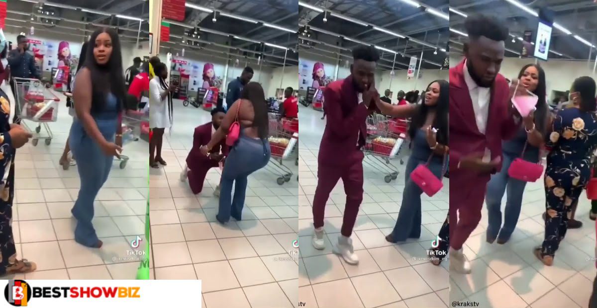 Big yawa: Lady regrets after giving dirty slap to her Boyfriend who proposed to her in public (Video)